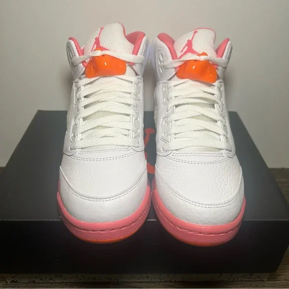 Nike White and Pink Air Jordan 5 Sneakers 6.5Y - Picture 3 of 11